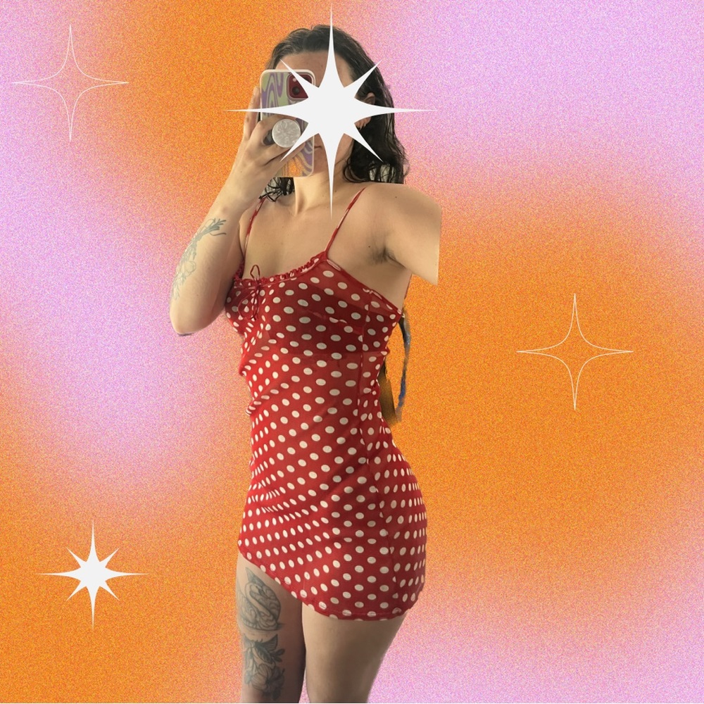 Her Pony Mesh Polka Dot Dresss - Picture 3 of 3